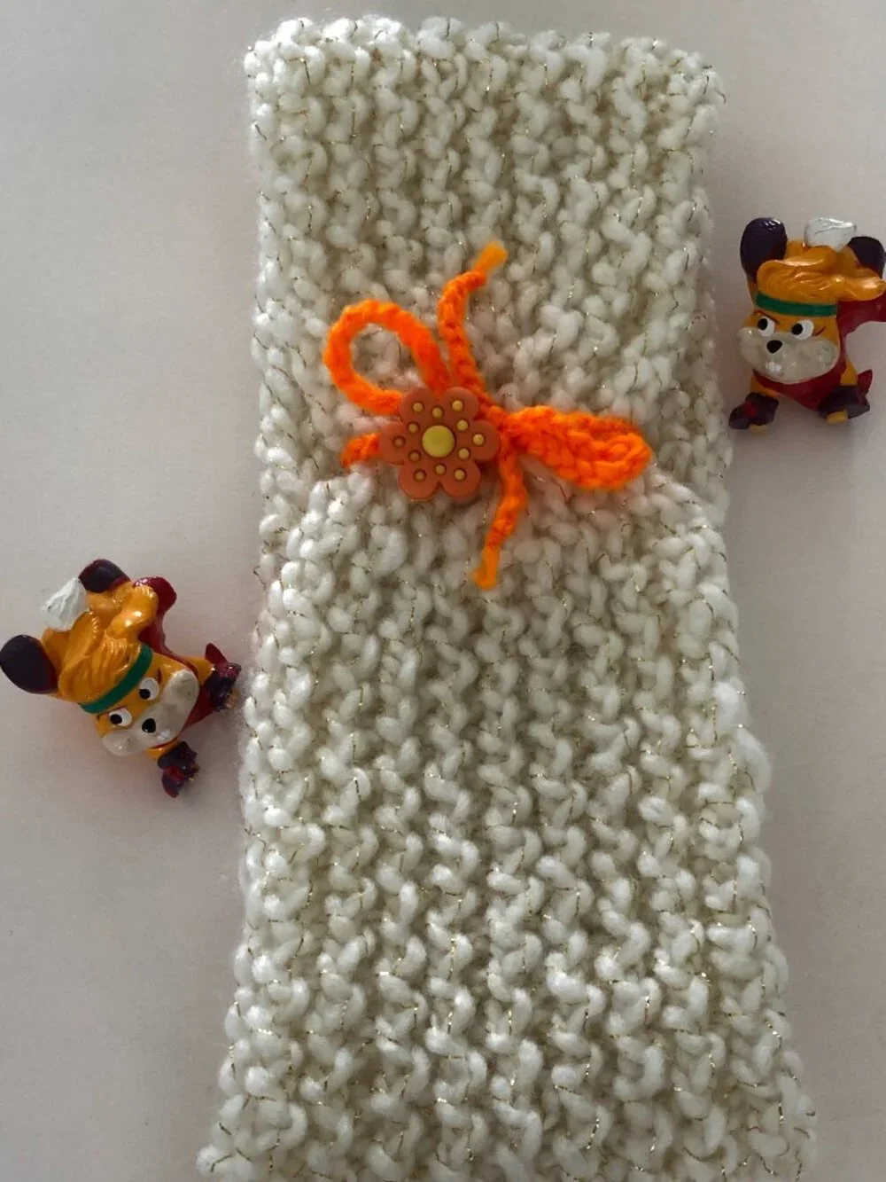 Knitted headband, Ear warmer with flower button